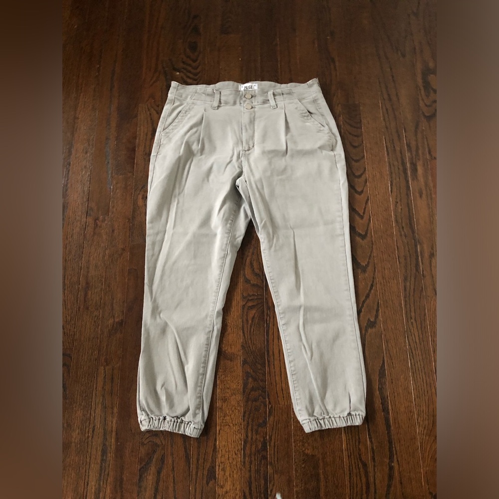 PAIGE Women’s 32 Mayslie Gray Pleated Denim High-Rise Cropped Jogger Jeans - EUC - Picture 3 of 16